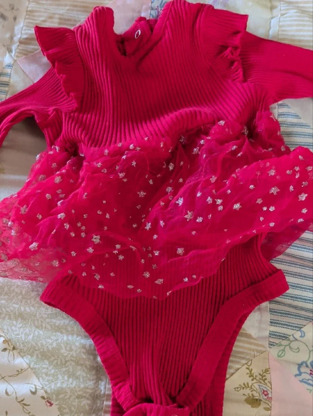 Red Ruffled Tulle Baby/Toddler Bodysuit